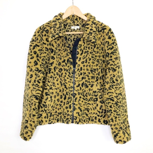 Madewell faux Sherling fleece leopard print teddy jacket - Picture 1 of 11